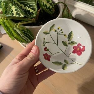 Floral Ceramic trinket dish with Red Flowers